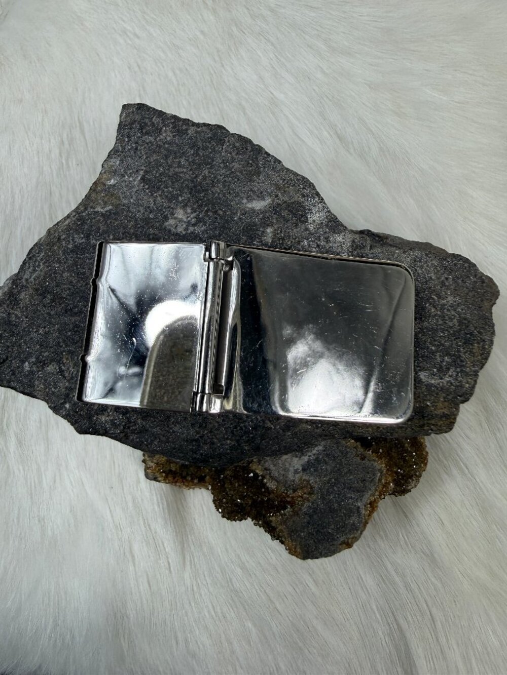 Vintage Hadley Hinged Money Clip Silver Tone 2" X 1"